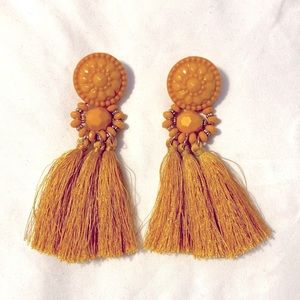 Mustard Tassle Earrings